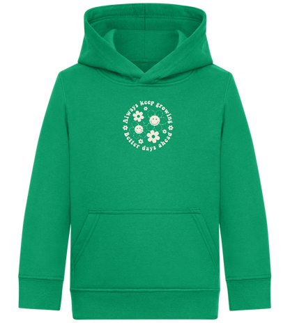 Keep Growing Smiley Design - Comfort Kids Hoodie_MEADOW GREEN_front