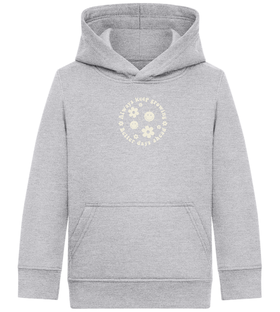 Keep Growing Smiley Design - Comfort Kids Hoodie_ORION GREY II_front