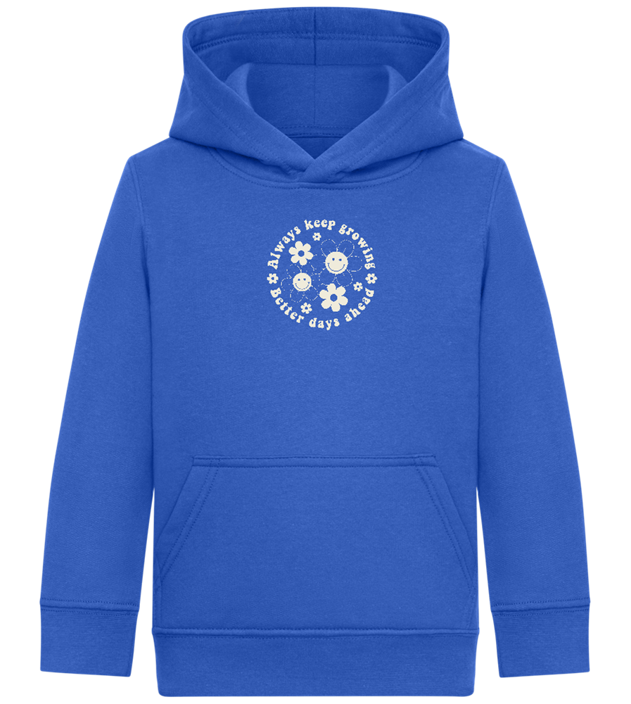 Keep Growing Smiley Design - Comfort Kids Hoodie_ROYAL_front