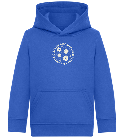 Keep Growing Smiley Design - Comfort Kids Hoodie_ROYAL_front