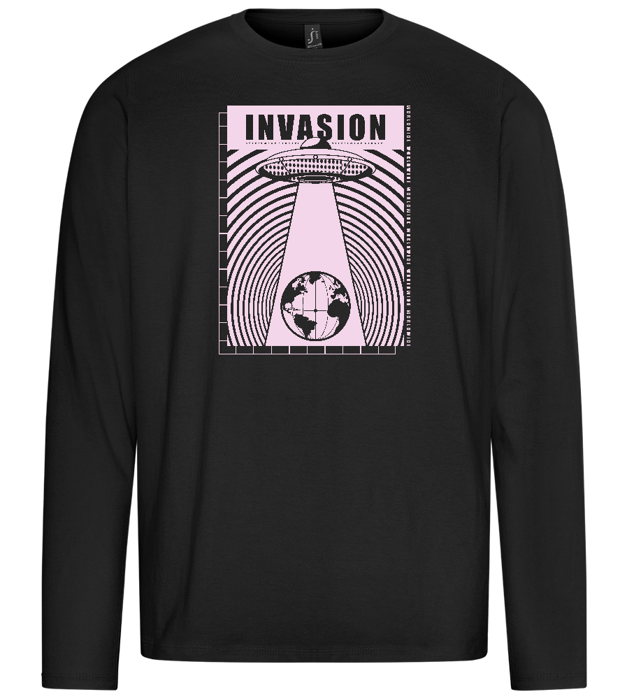 Invasion Ufo Design - Premium men's long sleeve t-shirt_DEEP BLACK_front