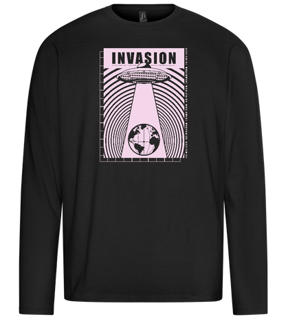 Invasion Ufo Design - Premium men's long sleeve t-shirt_DEEP BLACK_front