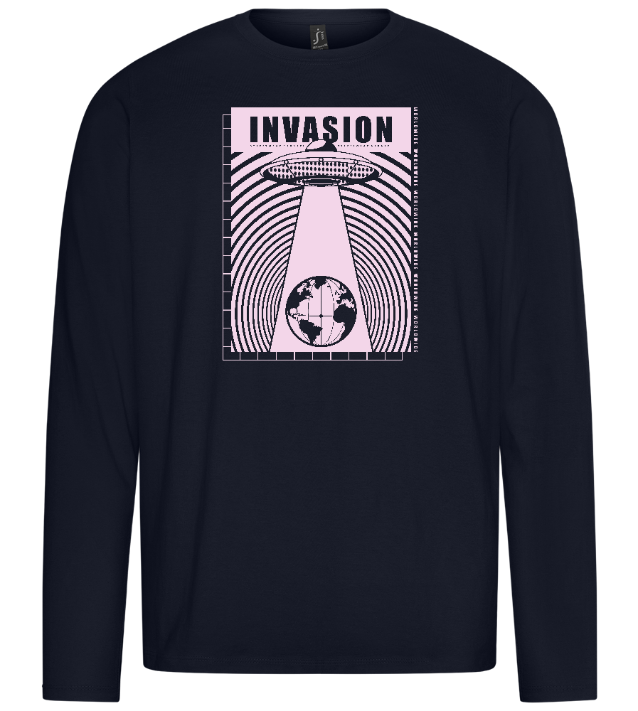 Invasion Ufo Design - Premium men's long sleeve t-shirt_FRENCH NAVY_front