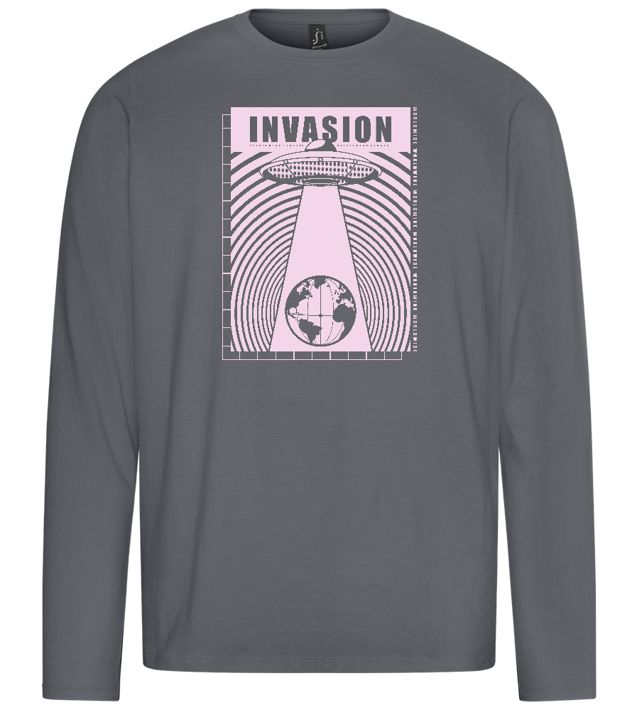 Invasion Ufo Design - Premium men's long sleeve t-shirt_MOUSE GREY_front