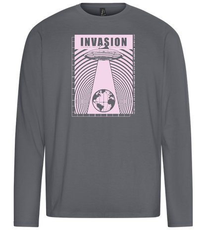 Invasion Ufo Design - Premium men's long sleeve t-shirt_MOUSE GREY_front