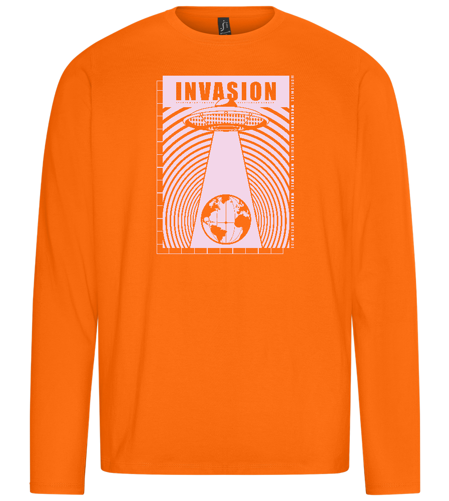 Invasion Ufo Design - Premium men's long sleeve t-shirt_ORANGE_front