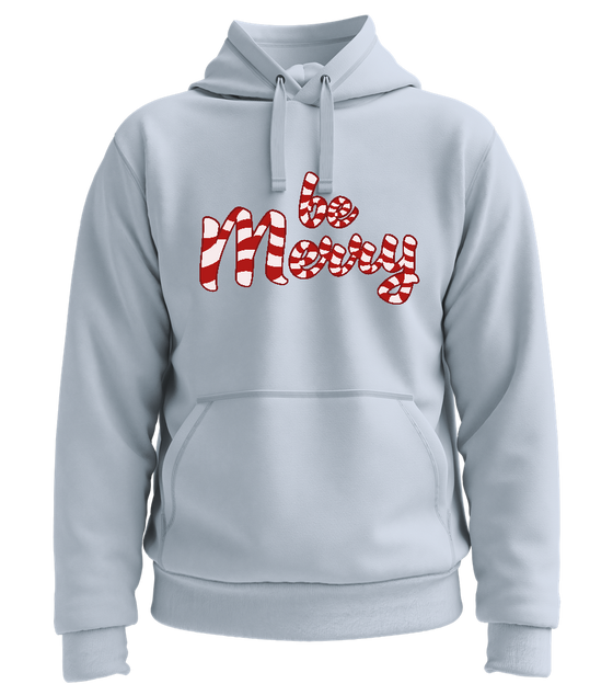 Be Merry Candy Cane Design - Premium unisex hoodie_CREAMY BLUE_front
