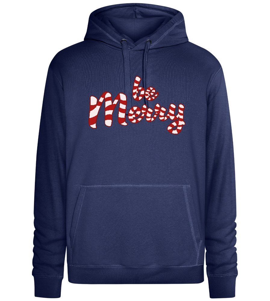 Be Merry Candy Cane Design - Premium unisex hoodie_DENIM CHINA_front