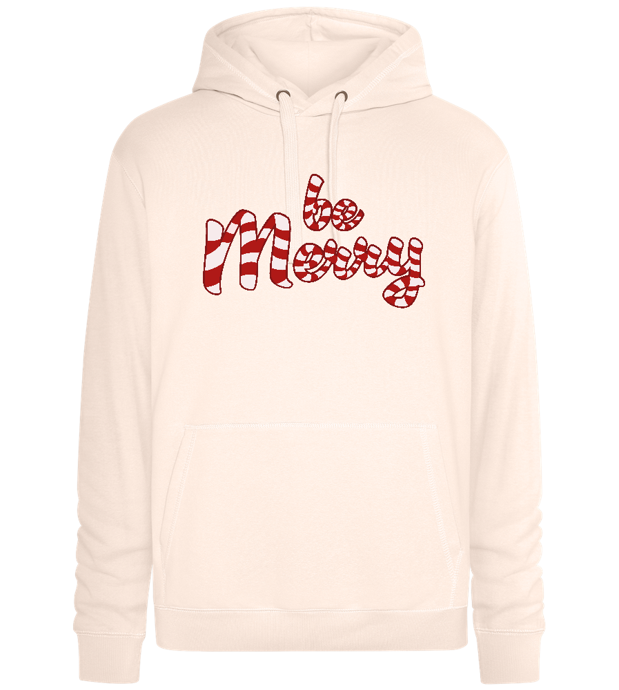 Be Merry Candy Cane Design - Premium unisex hoodie_LIGHT PEACH ROSE_front