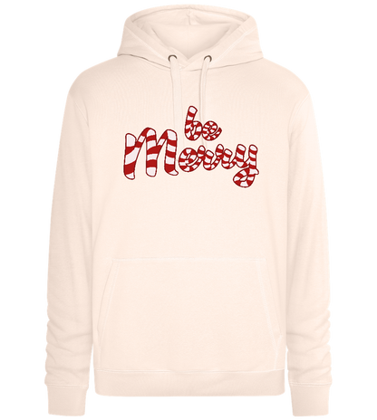 Be Merry Candy Cane Design - Premium unisex hoodie_LIGHT PEACH ROSE_front