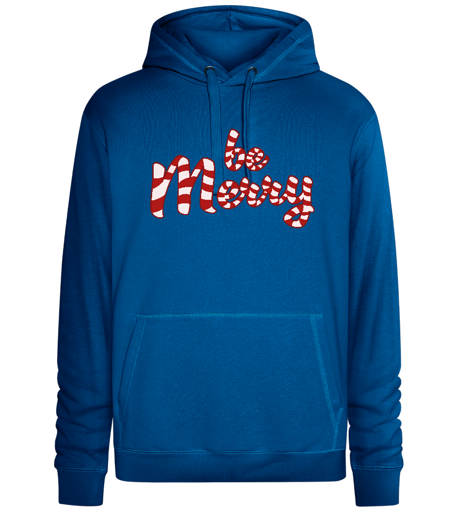 Be Merry Candy Cane Design - Premium unisex hoodie_ROYAL_front