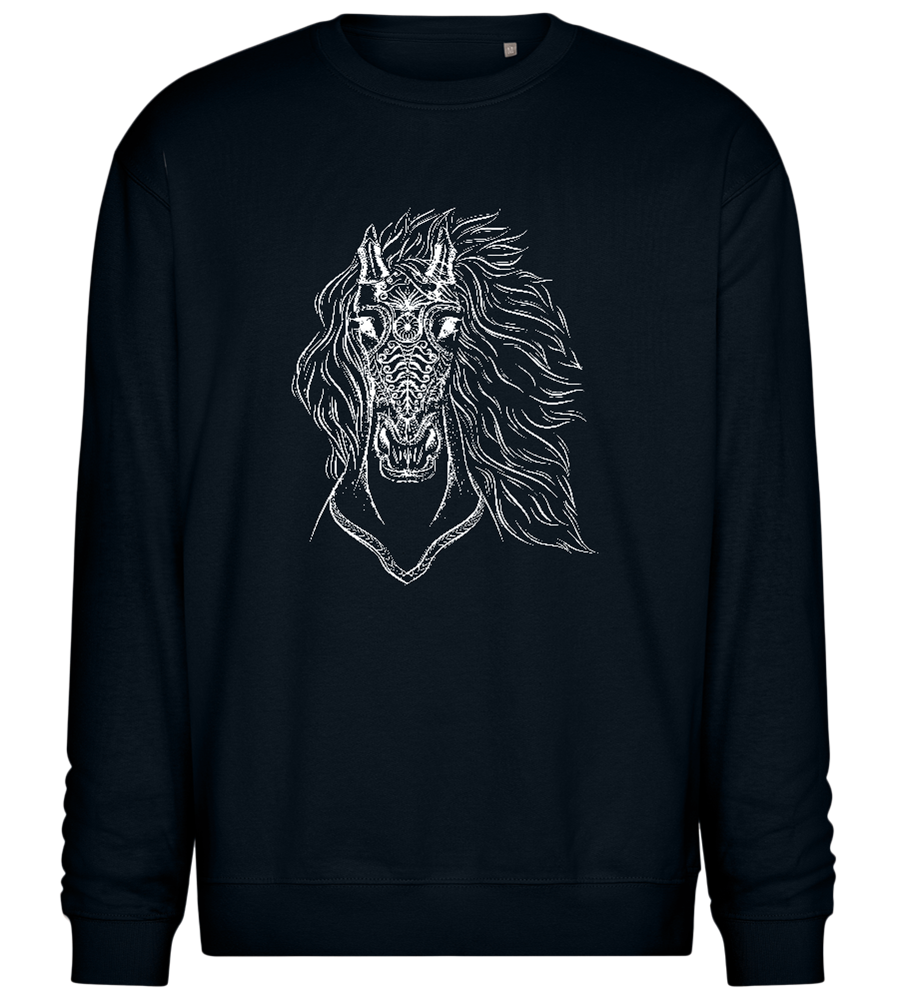 Horsehead Sketch Design - Comfort Essential Unisex Sweater_BLACK_front