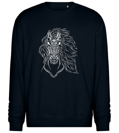 Horsehead Sketch Design - Comfort Essential Unisex Sweater_BLACK_front