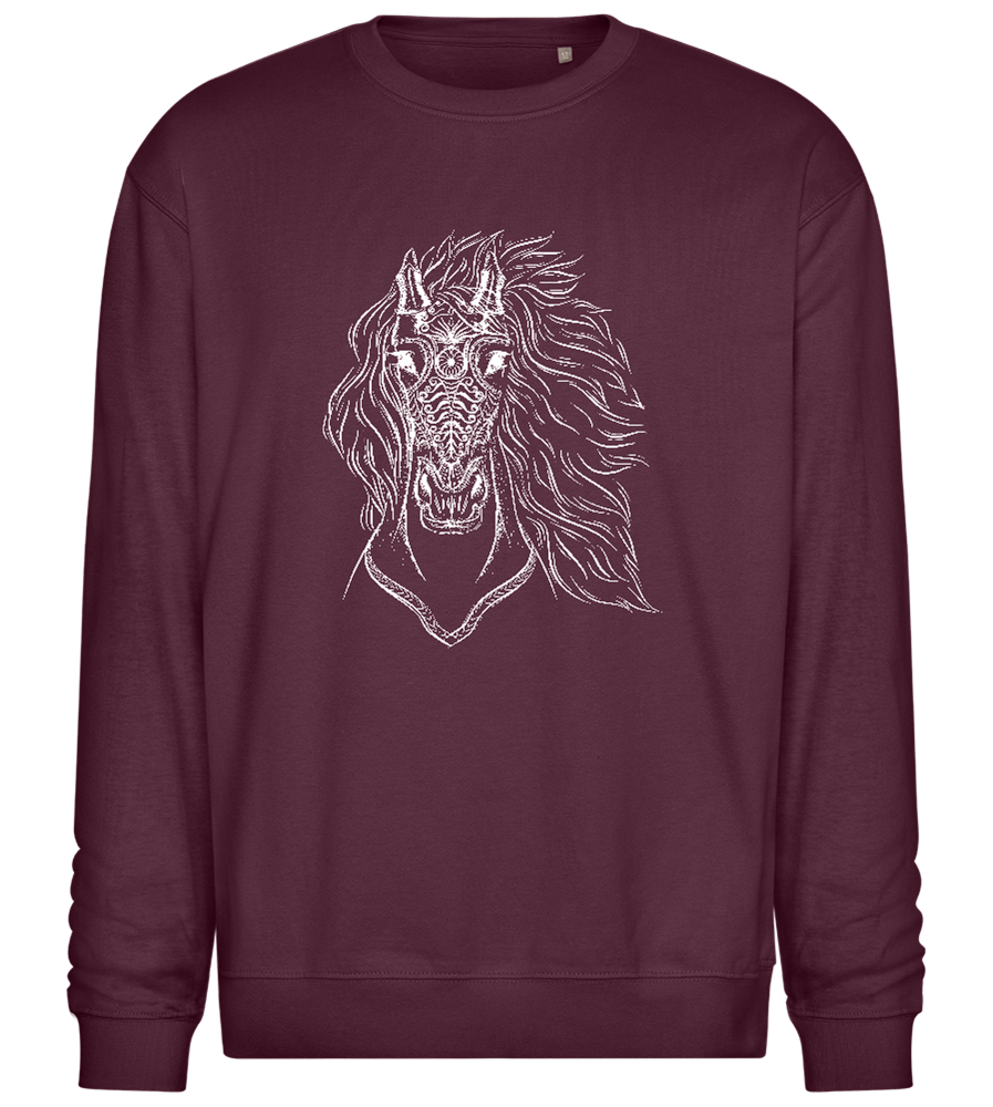 Horsehead Sketch Design - Comfort Essential Unisex Sweater_BORDEAUX_front