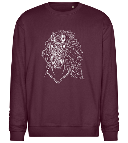 Horsehead Sketch Design - Comfort Essential Unisex Sweater_BORDEAUX_front