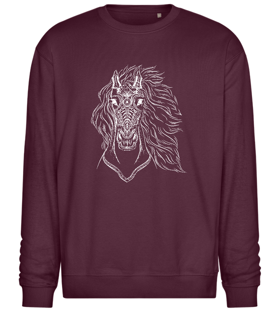 Horsehead Sketch Design - Comfort Essential Unisex Sweater_BORDEAUX_front