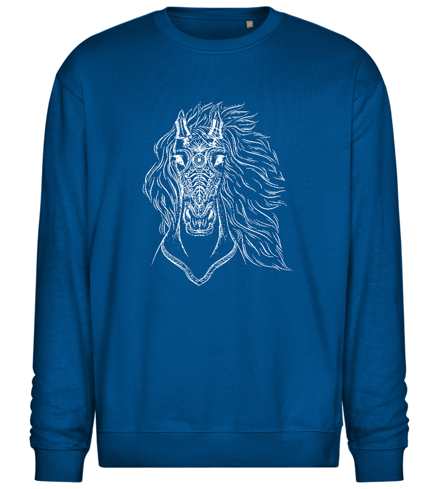 Horsehead Sketch Design - Comfort Essential Unisex Sweater_ROYAL_front