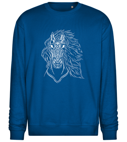 Horsehead Sketch Design - Comfort Essential Unisex Sweater_ROYAL_front