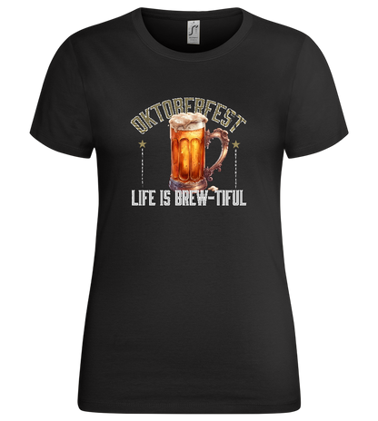 Life is Brew-tiful Design - Premium women's t-shirt_DEEP BLACK_front