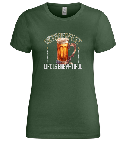 Life is Brew-tiful Design - Premium women's t-shirt_GREEN BOTTLE_front