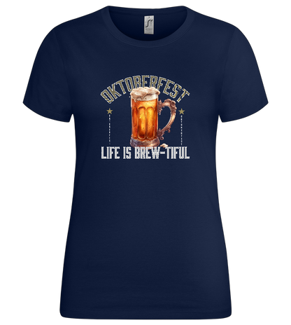 Life is Brew-tiful Design - Premium women's t-shirt_MARINE_front