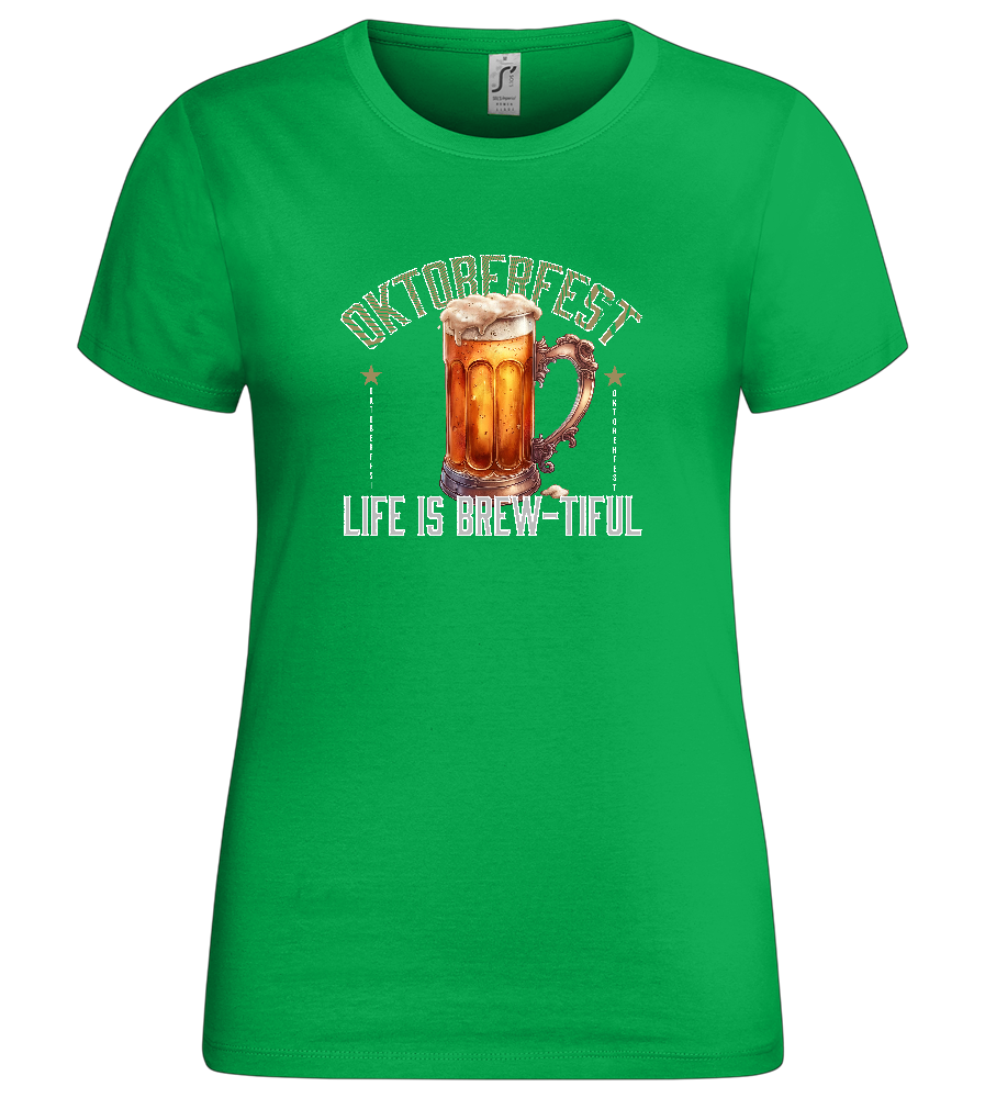 Life is Brew-tiful Design - Premium women's t-shirt_MEADOW GREEN_front