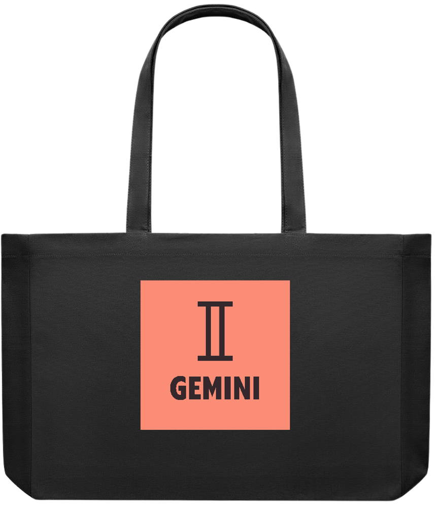 Zodiac Gemini Design - Premium large recycled shopping tote bag_BLACK_front