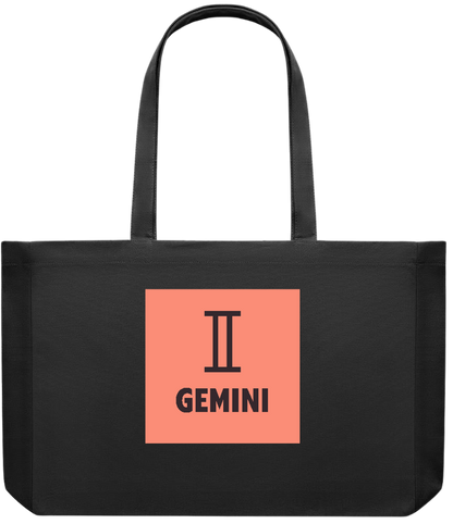 Zodiac Gemini Design - Premium large recycled shopping tote bag_BLACK_front