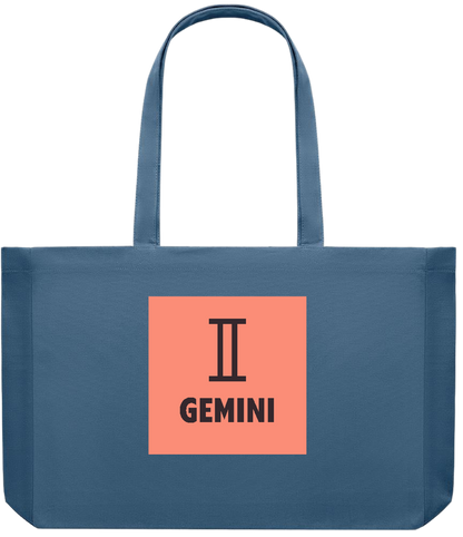 Zodiac Gemini Design - Premium large recycled shopping tote bag_BLUE_front