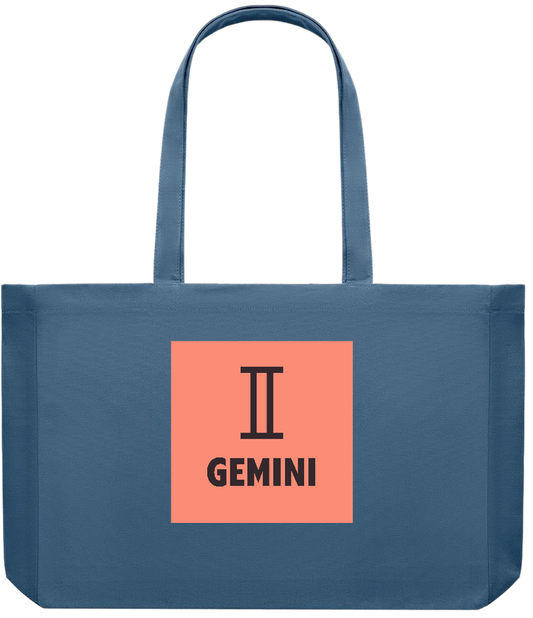 Zodiac Gemini Design - Premium large recycled shopping tote bag_BLUE_front