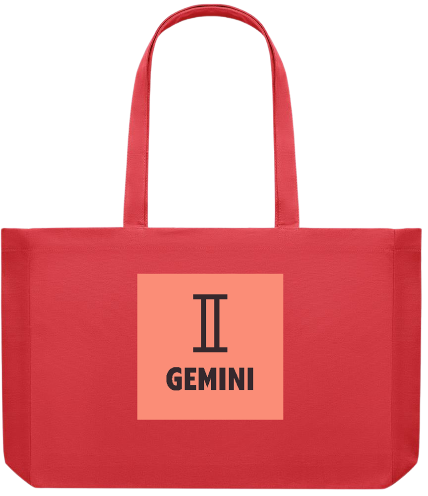 Zodiac Gemini Design - Premium large recycled shopping tote bag_RED_front