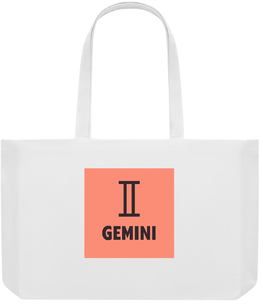 Zodiac Gemini Design - Premium large recycled shopping tote bag_WHITE_front