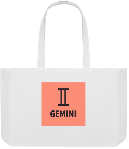 Zodiac Gemini Design - Premium large recycled shopping tote bag_WHITE_front