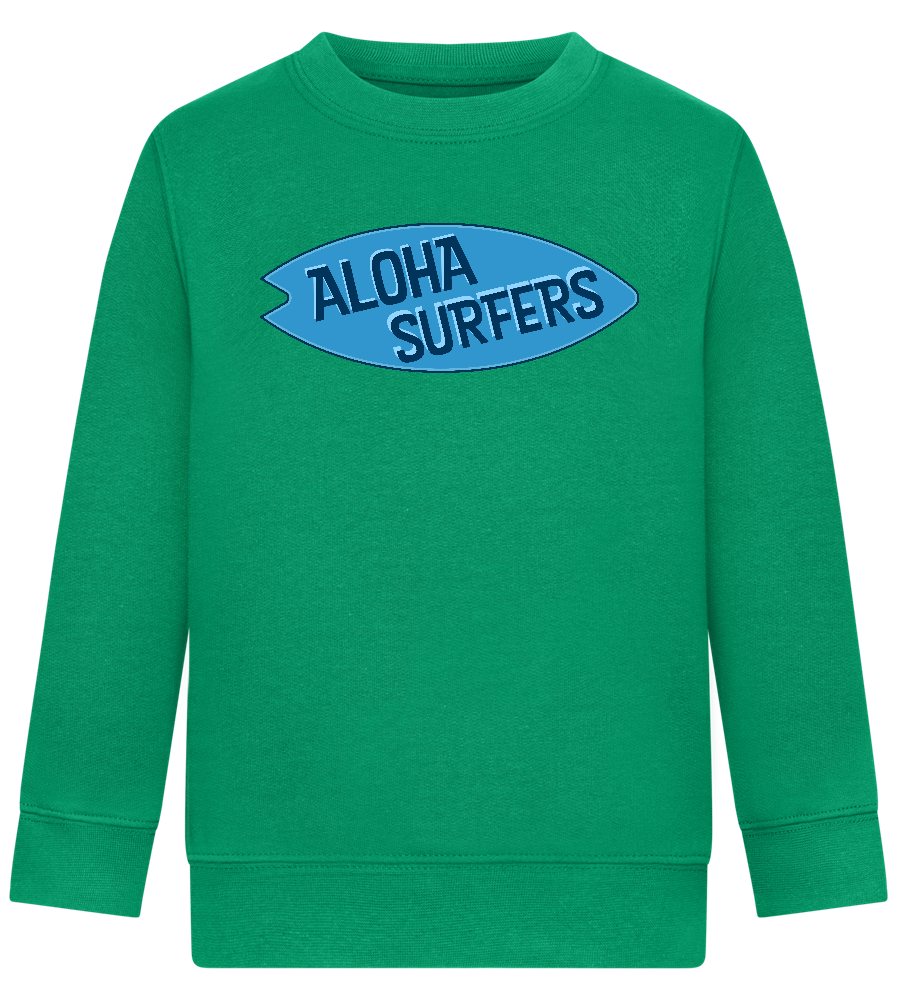 Aloha Surfers Design - Comfort Kids Sweater_MEADOW GREEN_front