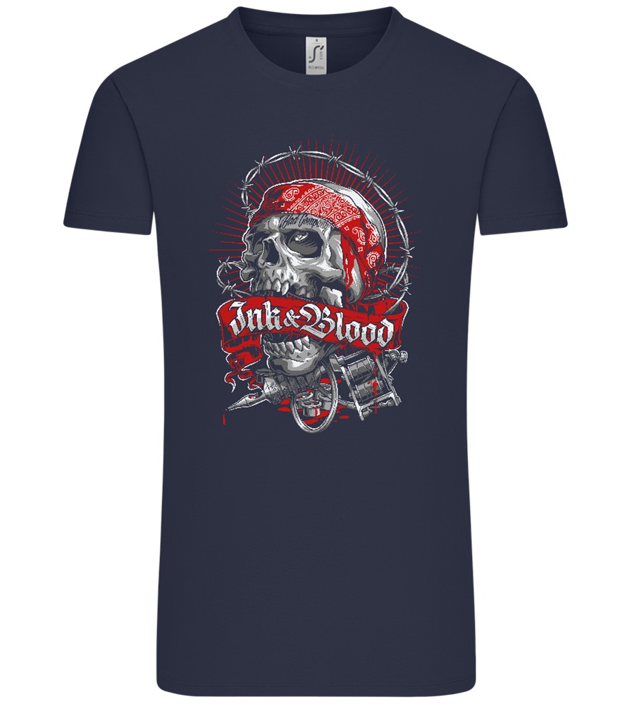 Ink And Blood Skull Design - Comfort Unisex T-Shirt_FRENCH NAVY_front