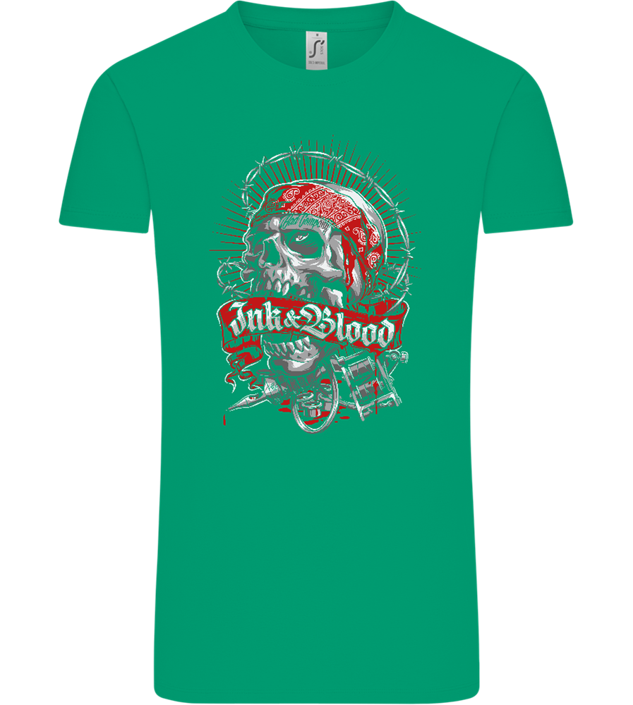 Ink And Blood Skull Design - Comfort Unisex T-Shirt_SPRING GREEN_front