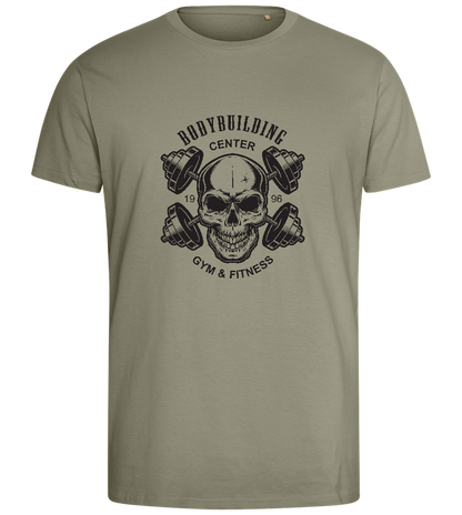 Skull Bodybuilding Design - Comfort men's fitted t-shirt_KHAKI_front