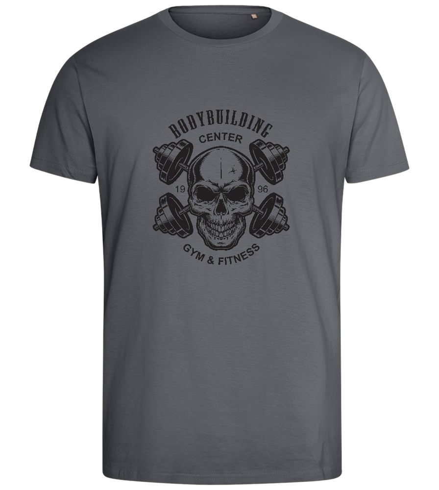 Skull Bodybuilding Design - Comfort men's fitted t-shirt_MOUSE GREY_front