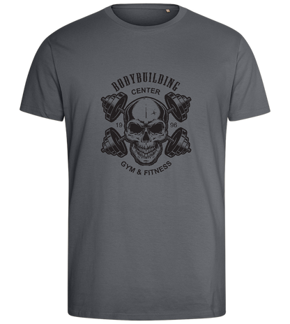 Skull Bodybuilding Design - Comfort men's fitted t-shirt_MOUSE GREY_front