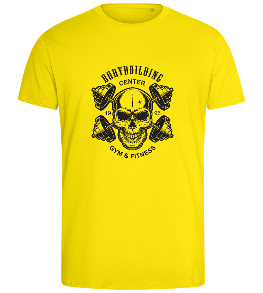 Skull Bodybuilding Design - Comfort men's fitted t-shirt_YELLOW_front