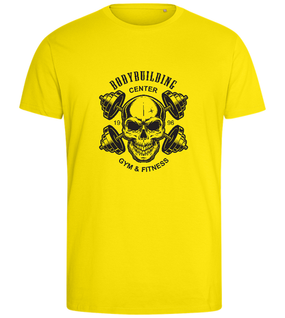 Skull Bodybuilding Design - Comfort men's fitted t-shirt_YELLOW_front