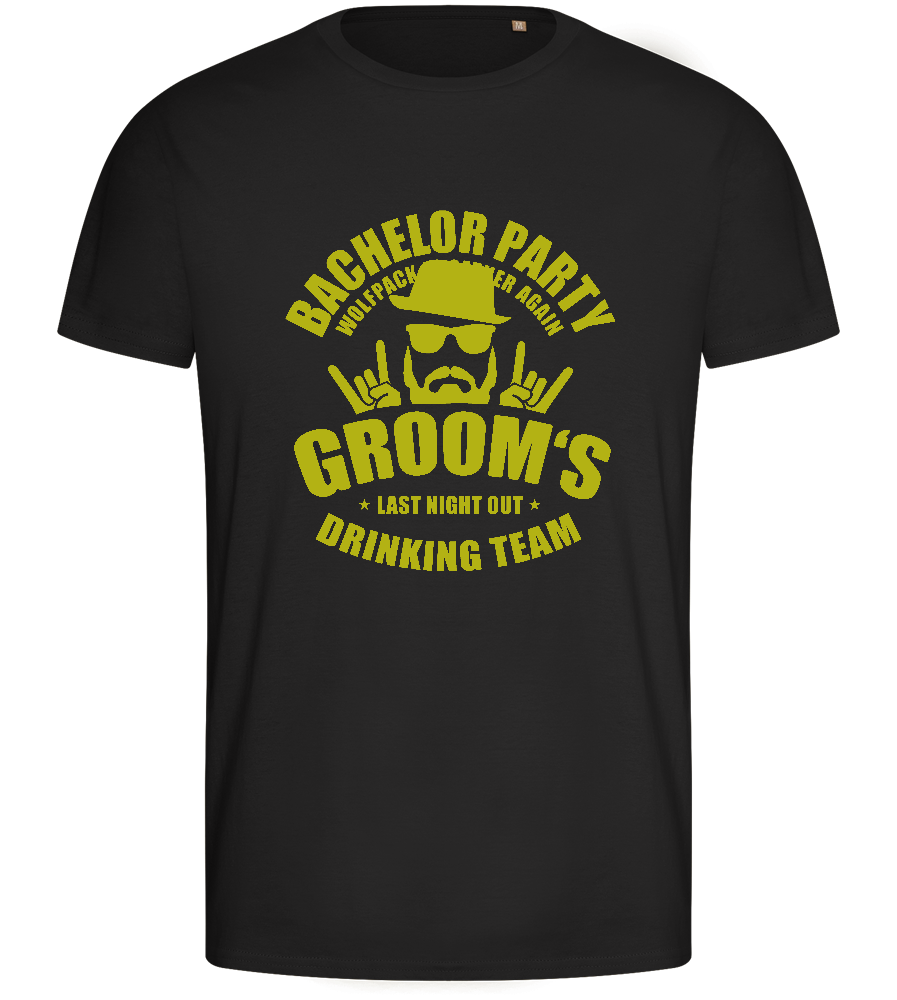 Groom's Drinking Team Design - Basic men's fitted t-shirt_DEEP BLACK_front