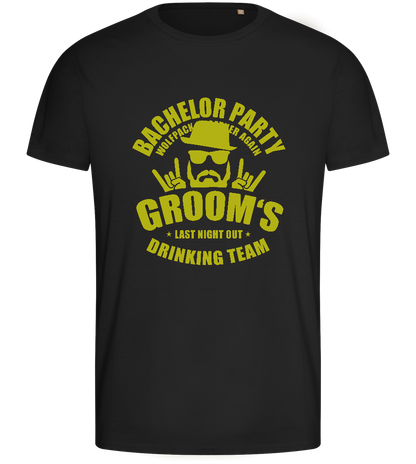 Groom's Drinking Team Design - Basic men's fitted t-shirt_DEEP BLACK_front