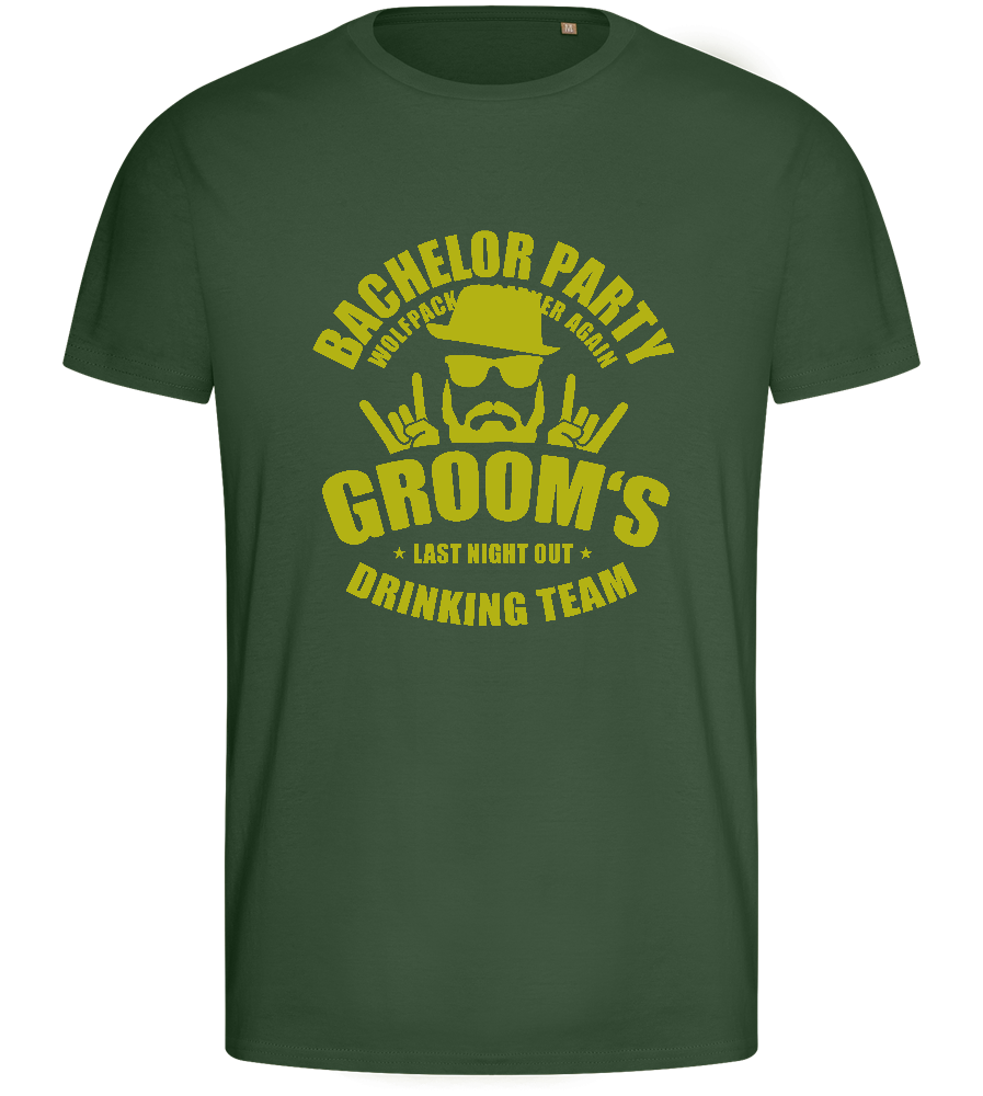 Groom's Drinking Team Design - Basic men's fitted t-shirt_GREEN BOTTLE_front