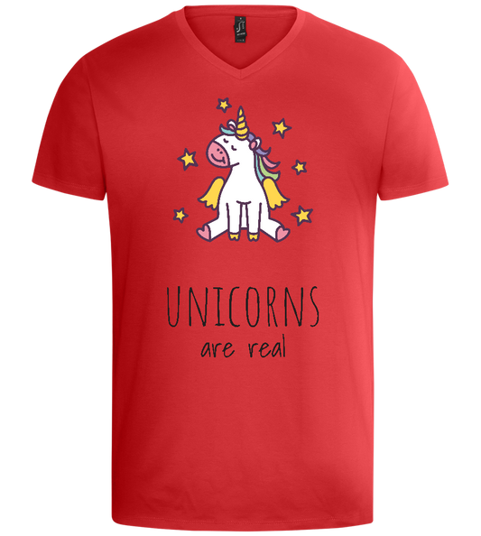 Unicorns Are Real Design - Basic men's v-neck t-shirt_RED_front