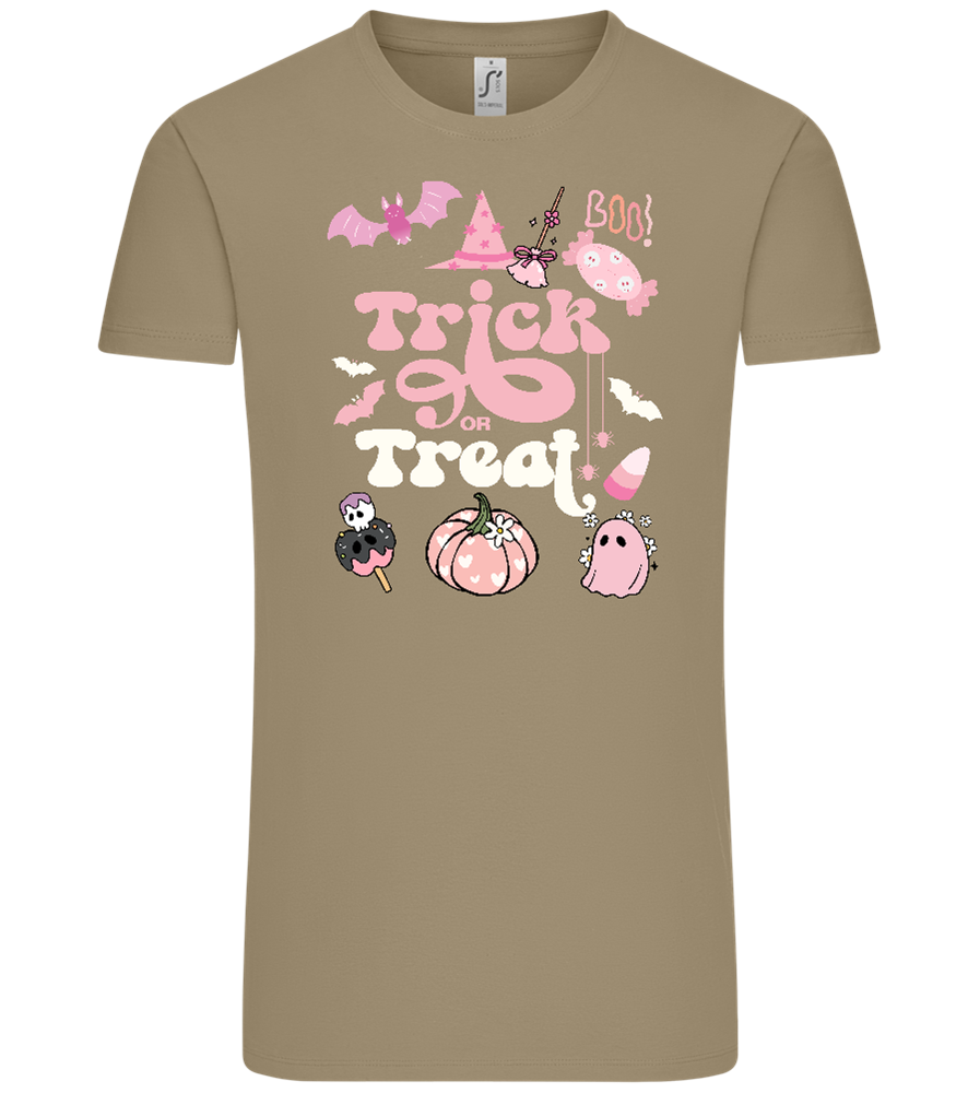 Pink Trick or Treat Design - Comfort Unisex T-Shirt_KHAKI_front