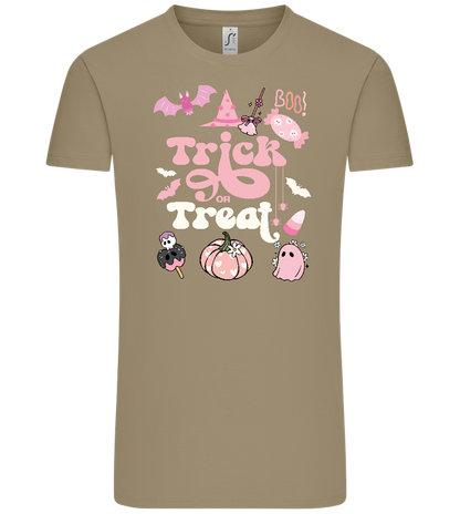 Pink Trick or Treat Design - Comfort Unisex T-Shirt_KHAKI_front