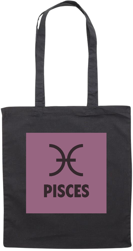 Zodiac Pisces Design - Premium colored cotton tote bag_BLACK_front