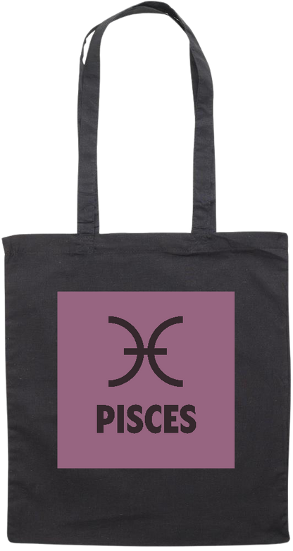 Zodiac Pisces Design - Premium colored cotton tote bag_BLACK_front