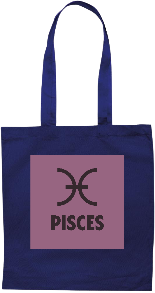 Zodiac Pisces Design - Premium colored cotton tote bag_BLUE_front